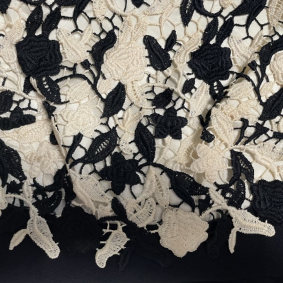 Vintage circa 1950s 1960s Sheath Wiggle Dress Cocktail Floral Lace Black Ivory S - Picture 12 of 16